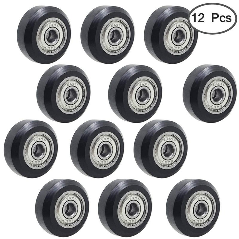 AFUNTA 12 Pcs Big Plastic Pulley Wheels with Bearings Gear Perlin for 3D Printer, Compatible with CR-10 / CR-10S / CNC Router Hybrid â€“ Black - Image 2